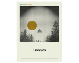 GOONIES Inspired Art Print Poster - 18 x 24 Lithograph, Mid-Century Modern, Swiss, Vintage, Kids Room, Bikes, Retro Home 1039491433