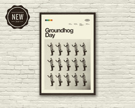GROUNDHOG DAY Inspired Poster - Minimalist, Mid-Century Modern, Repetition, Black and White 1043002629