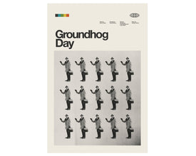 GROUNDHOG DAY Inspired Poster - Minimalist, Mid-Century Modern, Repetition, Black and White 1043002629
