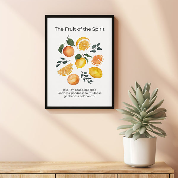Galatians 52223 Fruit of the Spirit Poster Bible Verse Wall Art, Christian Kitchen Scripture Poster, Love Joy Peace Artwork