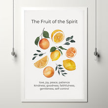 Galatians 52223 Fruit of the Spirit Poster Bible Verse Wall Art, Christian Kitchen Scripture Poster, Love Joy Peace Artwork