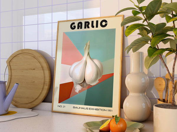 Garlic Decorative Kitchen Print Bauhaus Poster Vintage Decoration