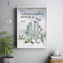 Genesis 28:15 'Wherever You Go' Winter Scripture Poster - Inspirational Bible Verse Wall Art for Guidance and Comfort