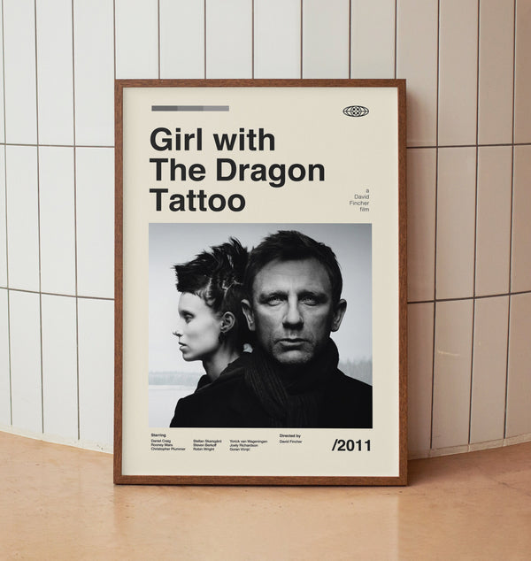 Girl with the Dragon Tattoo Movie Poster - Daniel Craig David Fincher - Vintage Minimalist Midcentury Wall Art Print 1548620660