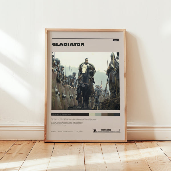 Gladiator Poster, Russel Crowe Wall Art, Minimalist Wall Decor, Mid Century Home Decor, History Film Print, Gift for Movie Lovers 1734157118