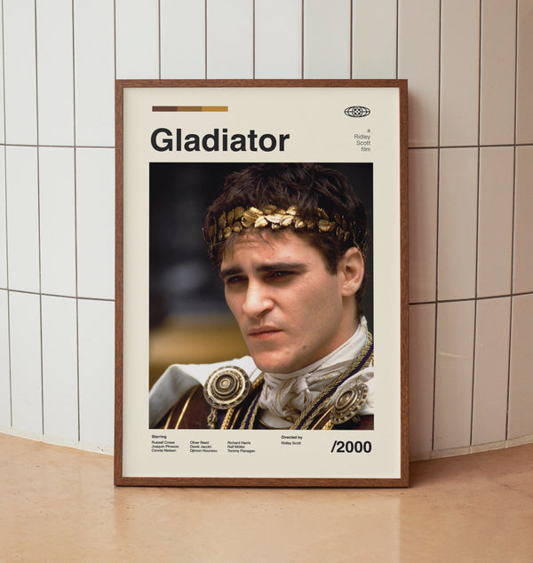 Gladiator Vintage Minimalist Movie Poster - Russell Crowe Joaquin Phoenix -  Midcentury Wall Art Print