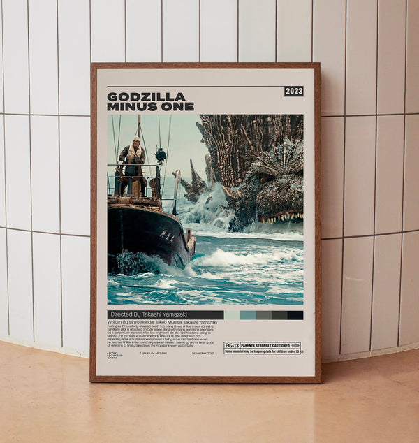 Godzilla Minus One, Takashi Yamazaki, Minimalist Movie Poster, Vintage Retro Art Movie Poster