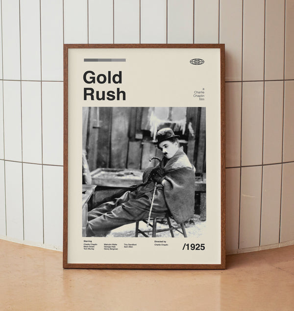 Gold Rush 1925 Vintage Movie Poster - Charlie Chaplin - Minimalist Midcentury Wall Art Print 1600995833