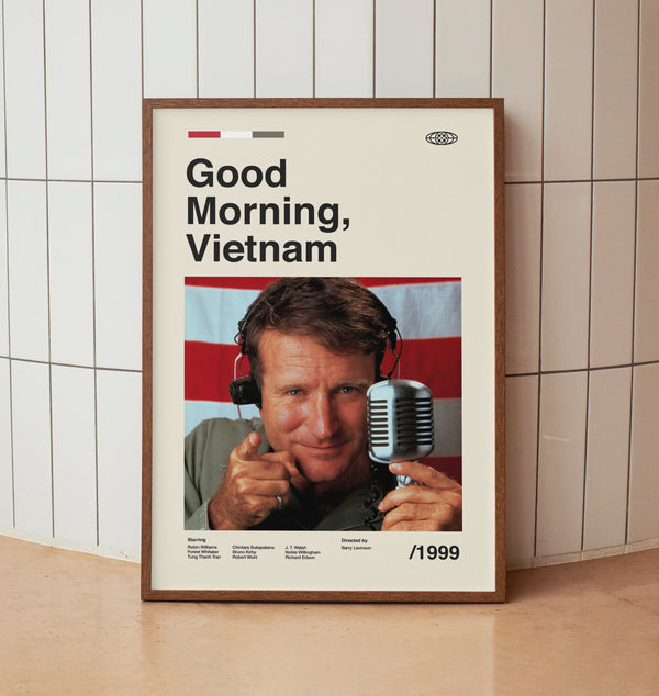 Good Morning Vietnam Wall Art Print  - Robin Williams - Midcentury Vintage Minimalist  Movie Poster 1585117913