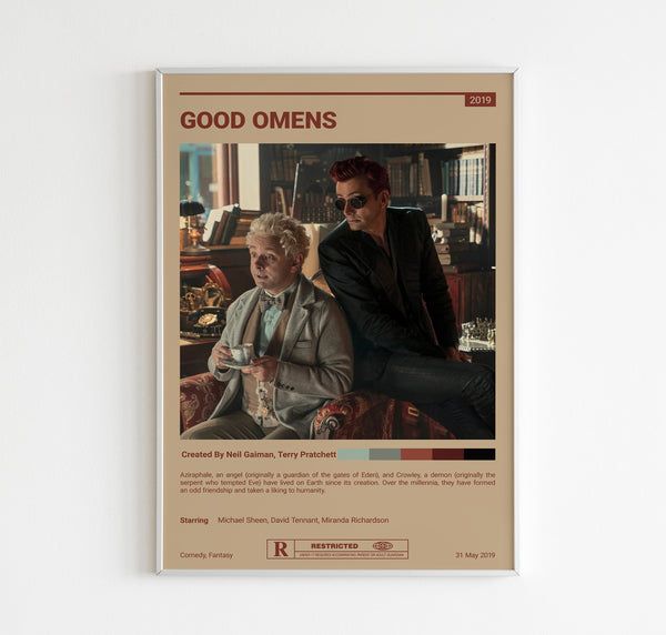 Good Omens Tv Show Poster  Good Omens Tv Series  2 Types  Vintage Retro Art Print  Good Omens  crowley  tv series poster  Home decor 1604025679 - 1