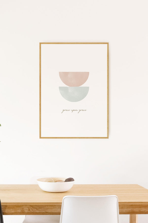 Grace Upon Grace Modern Christian Wall Art, Bible Artwork Poster, John 116 Poster Scripture Artwork, Earth Toned Sage Green Wall Art 1487641699