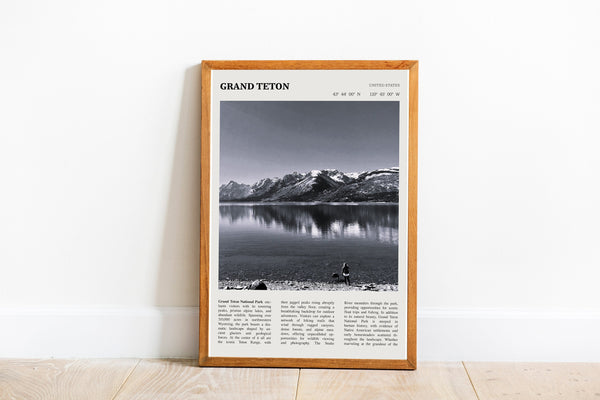 Grand Teton National Park Wall Art Poster Poster Grand Teton National Park Wyoming  Black Poster  Art Gift 1685567660