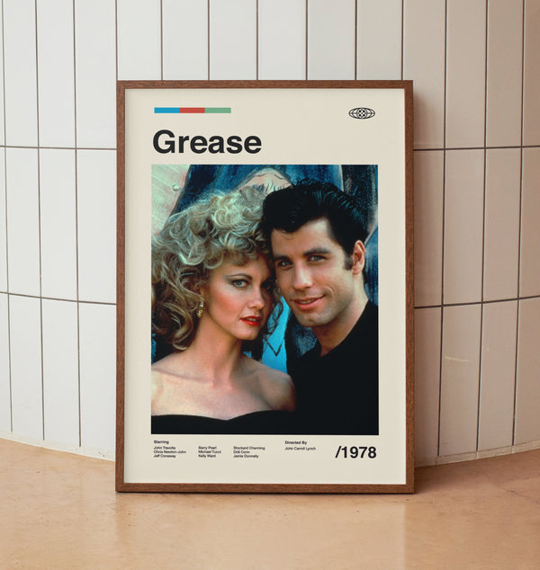 Grease 1978 Wall Art Print - Holywood Retro Movie Poster - Minimalist Midcentury Home Decor 1478119398