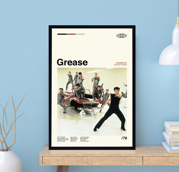 Grease Poster, Grease Movie Poster, Randal Kleiser, Movie Poster, Vintage Poster, Modern Art, Midcentury Poster, Film Poster, Wall Decor 1718572464