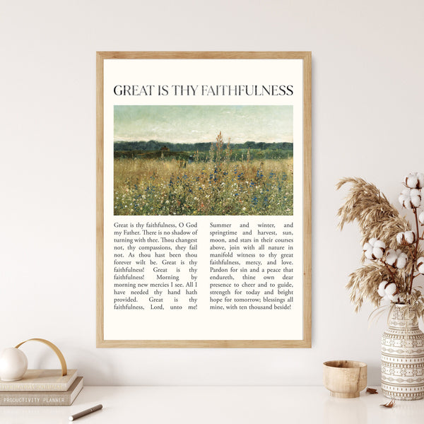 Great Is Thy Faithfulness Hymn Lyrics Print Canvas Poster Modern Farm Vintage Scripture Christian Song Gift Reformed Home Wall Easter Print 1663629418