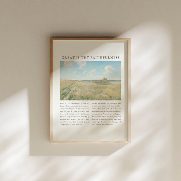 Great is Thy Faithfulness, Hymn Wall Art, Great is Thy Faithfulness Print, Christian Wall Art, Poster Christian Worship Song Lyrics 1629535449
