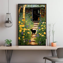 Garden Path with Cat 1916 Painting Poster - Vintage Black Cat Wall Art