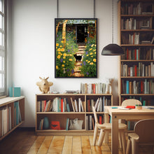 Garden Path with Cat 1916 Painting Poster - Vintage Black Cat Wall Art