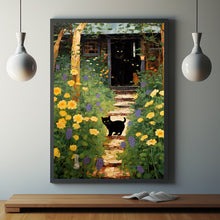 Garden Path with Cat 1916 Painting Poster - Vintage Black Cat Wall Art