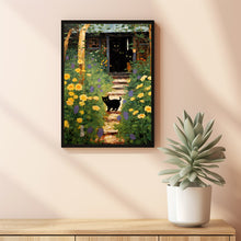 Garden Path with Cat 1916 Painting Poster - Vintage Black Cat Wall Art