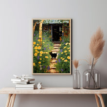 Garden Path with Cat 1916 Painting Poster - Vintage Black Cat Wall Art