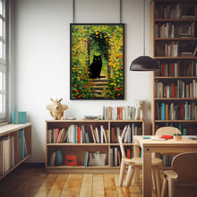 Garden Path with Cat 1916 Painting Poster - Vintage Black Cat Wall Art