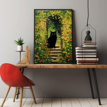 Garden Path with Cat 1916 Painting Poster - Vintage Black Cat Wall Art