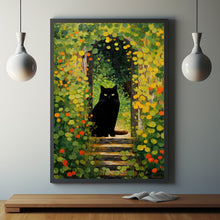 Garden Path with Cat 1916 Painting Poster - Vintage Black Cat Wall Art