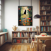 Garden Path with Cat 1916 Painting Poster - Vintage Black Cat Wall Art