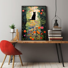 Garden Path with Cat 1916 Painting Poster - Vintage Black Cat Wall Art