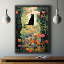 Garden Path with Cat 1916 Painting Poster - Vintage Black Cat Wall Art