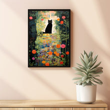 Garden Path with Cat 1916 Painting Poster - Vintage Black Cat Wall Art