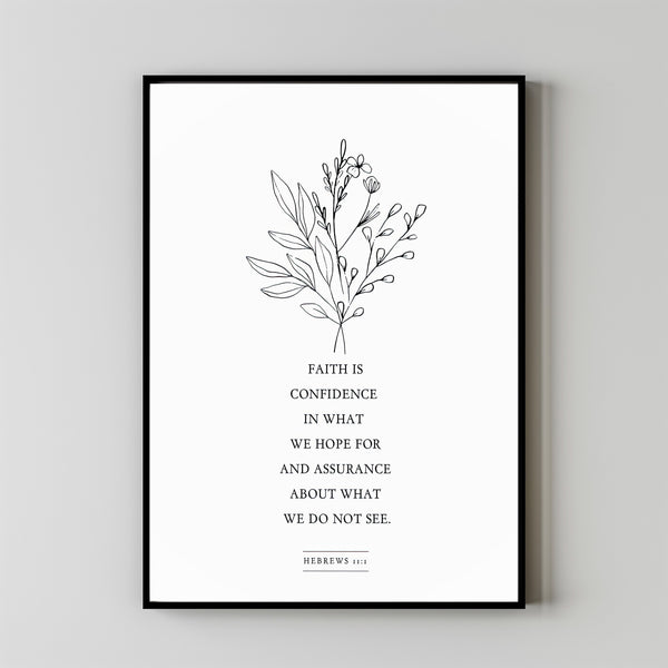 HEBREWS 111 Faith Boho Bible Verse Poster, Christan Wall Art, Scripture Christian Home Decor Minimalist
