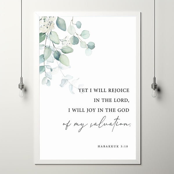 Habakkuk 318 Bible Verse Poster, Christan Wall Art