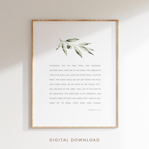 Habakkuk 317-19 Bible Verse Wall Art, Modern Christian Poster, Scripture Poster Although the fig tree shall not blossom 1679410575
