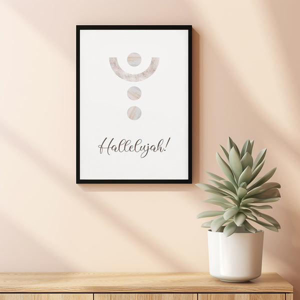 Hallelujah Poster Boho Christian Wall Art Pastel Geometric Shapes, Modern Scripture Poster, Abstract Easter Bible Verse Wall Art