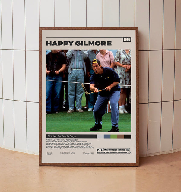 Happy Gilmore, Dennis Dugan, Minimalist Movie Poster, Vintage Retro Art