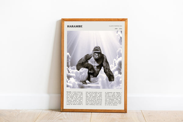 Harambe Gorilla Wall Art Poster  Harambe Gorilla Gladys Porter Zoo Black White Poster  Poster  Art Gift 1651463462