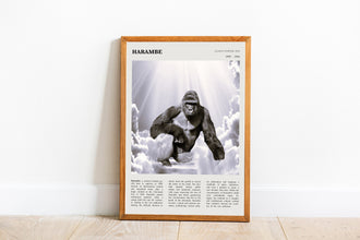 Harambe Gorilla Wall Art Poster  Harambe Gorilla Gladys Porter Zoo Black White Poster  Poster  Art Gift 1651463462