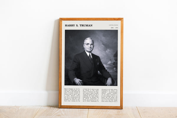 Harry S. Truman Wall Art Poster Poster President Harry S. Truman  Black White Poster  Poster  Art Gift 1681330660