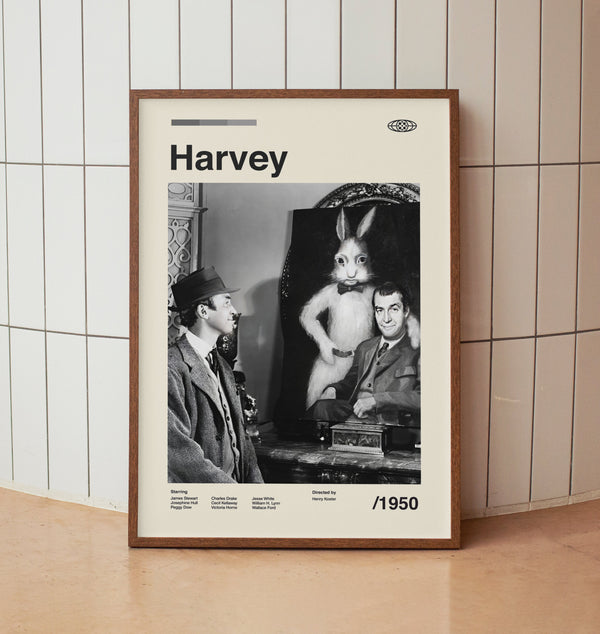 Harvey Vintage Minimalist Movie Poster  - James Stewart-  Midcentury Wall Art Print 1566734808