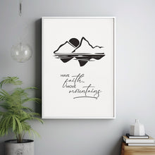 Have Faith Move Mountains Matthew 1720 Inspirational Bible Quote Poster Wall Art, Modern Line Art Christian Scripture Poster