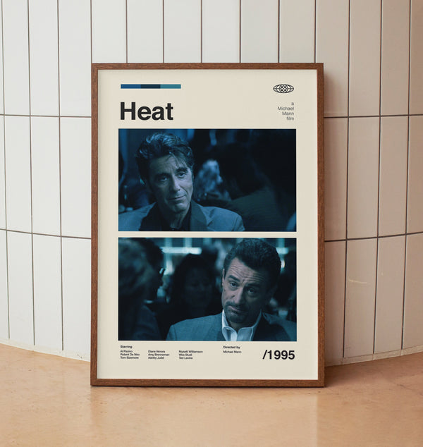 Heat 1995 Movie Poster - Al Pacino Robert De Niro - Vintage Minimalist Midcentury Wall Art Print