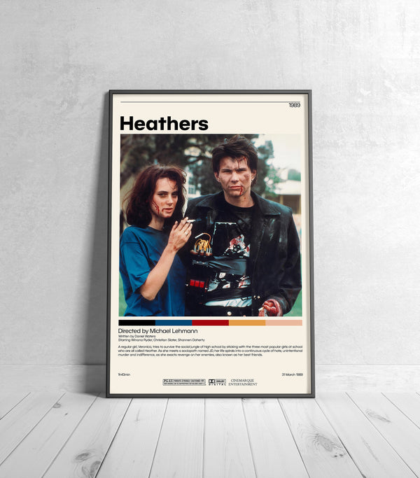 Heathers  Michael Lehmann, Minimalist Movie Poster, Vintage Retro Art Print, Custom Poster, Wall Art Print, Home Decor 1006038899