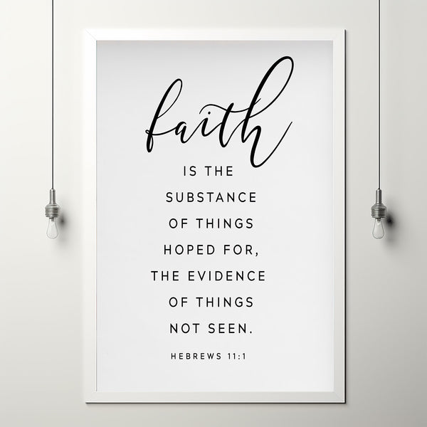 Hebrews 11:1 'Faith' Bible Verse Wall Art - Modern Scripture Poster, Ideal Christian Gift for Inspiration and Belief