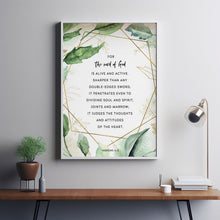 Hebrews 4:12 'The Word of God' Bible Verse Scripture Poster - Powerful Christian Gift for Spiritual Insight and Inspiration