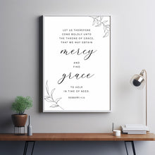 Hebrews 4:16 KJV 'Let Us Therefore Come Boldly' Modern Bible Verse Wall Art - Inspirational Scripture Print for Empowerment and Faith