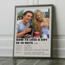 How to Lose a Guy in 10 Days2003 Movie Poster Canvas Poster Minimalist Poster Art Print Gifts for Lover Mural Painting Home Decoration 1768858177