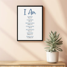 I Am Bible Verse Affirmations Poster Wall Art, Boy Christian Nursery Decor, Positive Christian Scripture Affirmations  Print