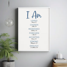 I Am Bible Verse Affirmations Poster Wall Art, Boy Christian Nursery Decor, Positive Christian Scripture Affirmations  Print